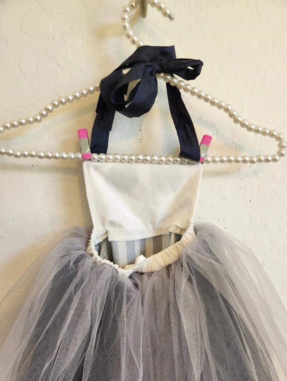 Navy Blue & White Striped Jack Skeleton Tutu Baby Costume
